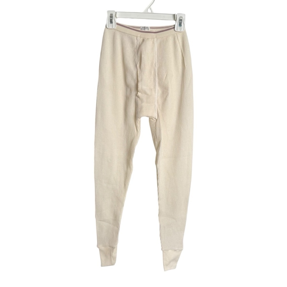 Vintage Waffle Knit Base Layer Thermal Long Johns Pants Cream Boys Medium NWOT